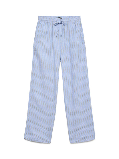 LINN - Linen Pants in blue Stripe