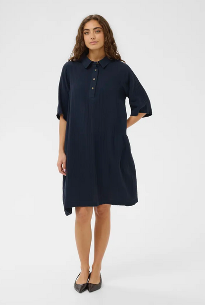 TALA COTTON DRESS IN NAVY
