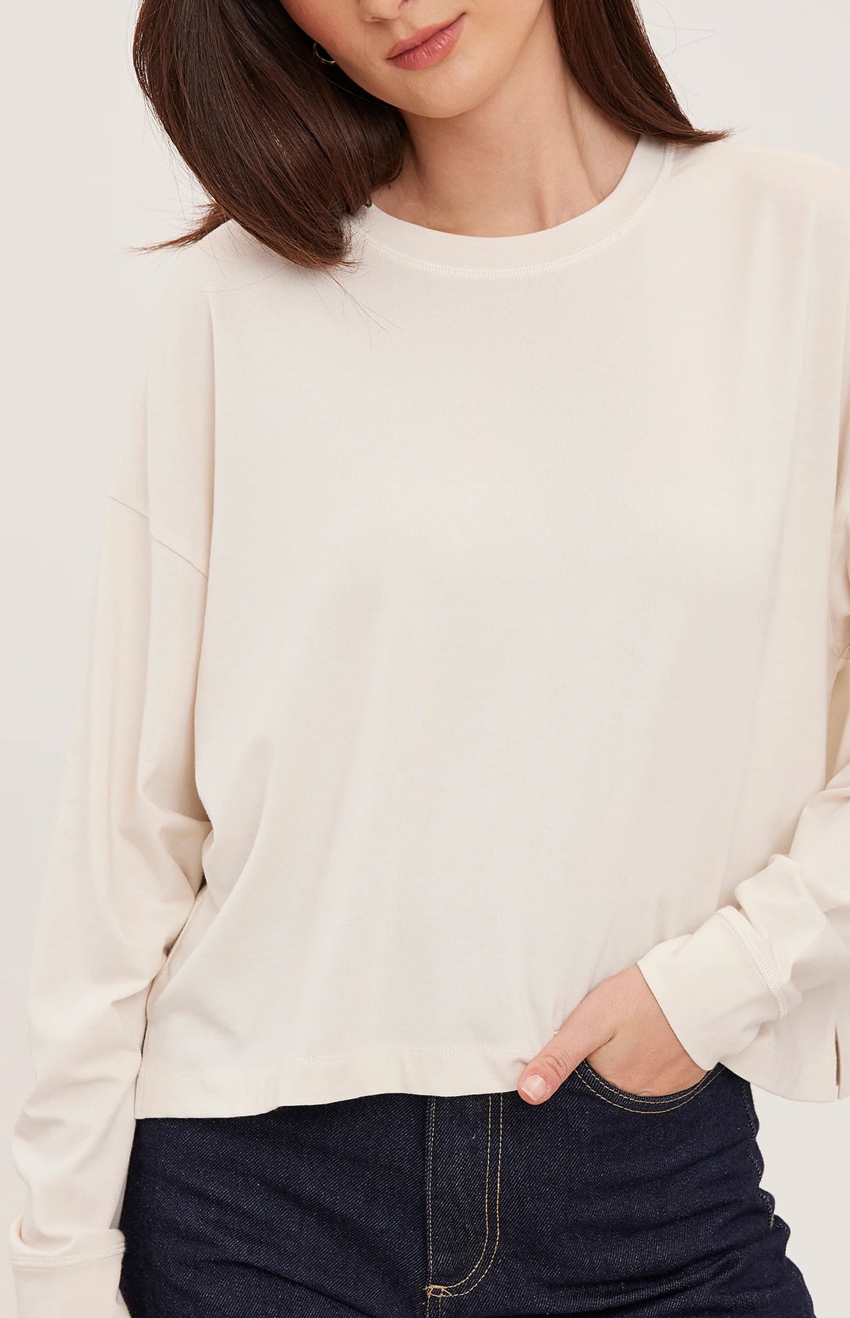 EASTON LONG SLEEVE TOP IN CREAM