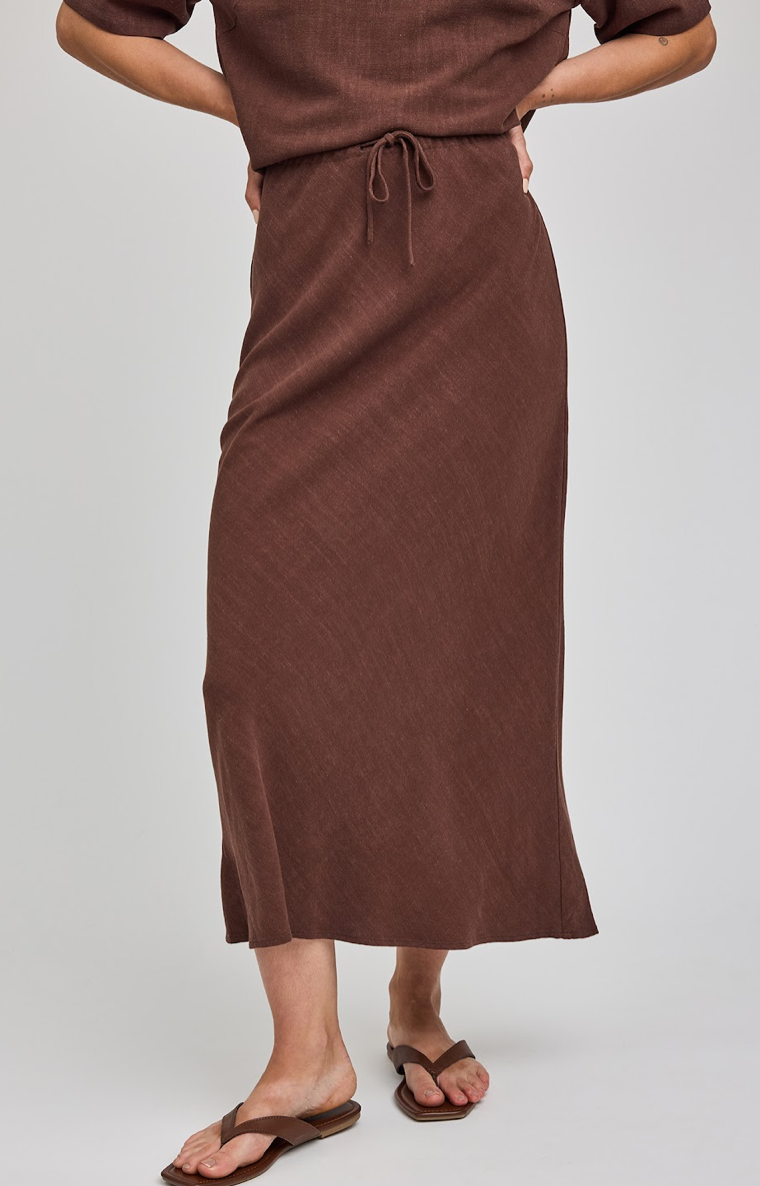 CASSIA LINEN SKIRT IN ESPRESSO