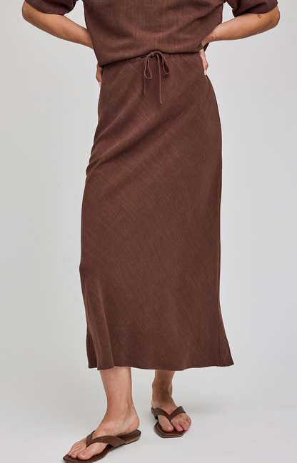 CASSIA LINEN SKIRT IN ESPRESSO