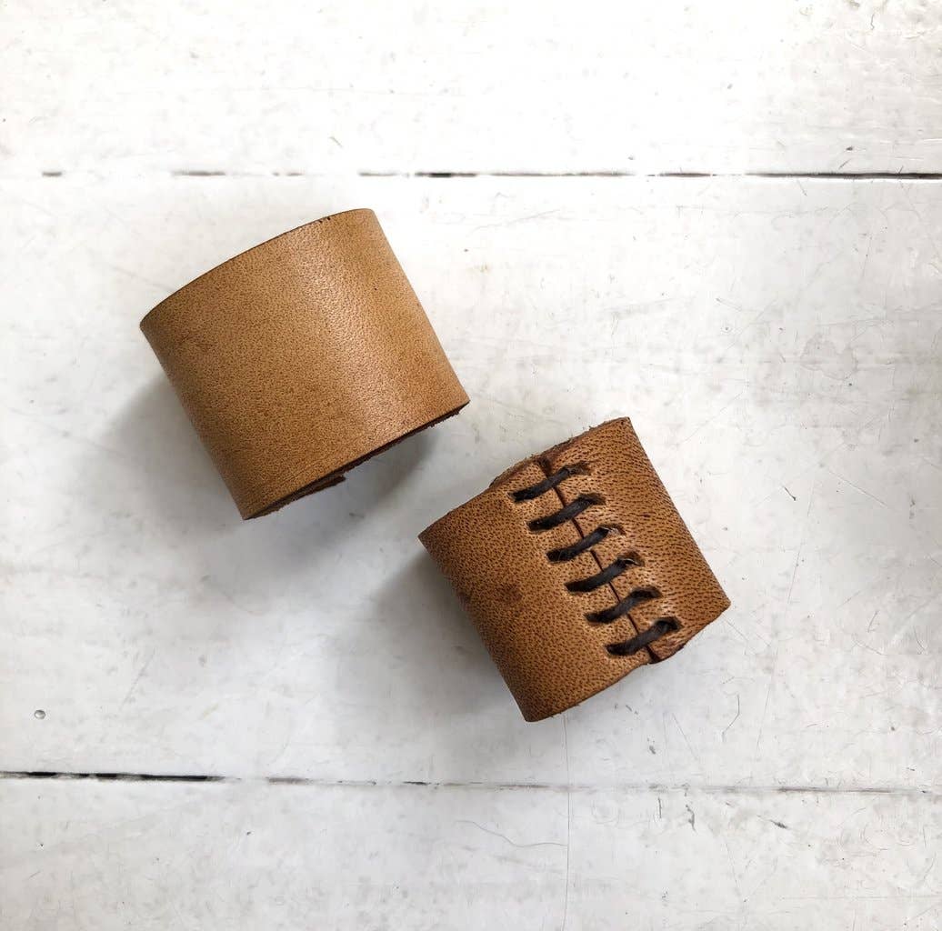 Naturally Dyed Leather Bolo Bandana Cuff: Dark brown