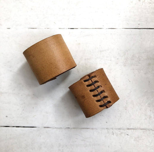 Naturally Dyed Leather Bolo Bandana Cuff: Dark brown