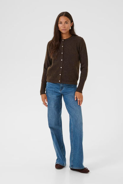ANIEL KNIT CARDIGAN IN CHOCOLATE MELANGE