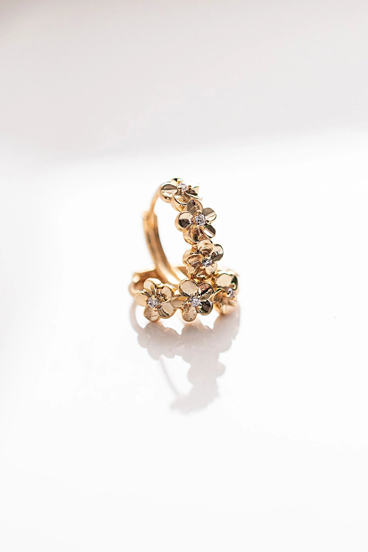 Copper Rose - Floral CZ Hoops