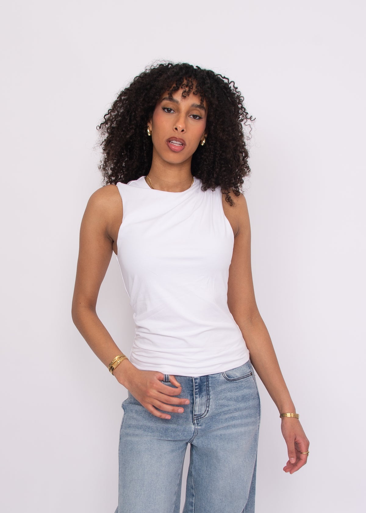 RURI - Sleeveless Draped Top