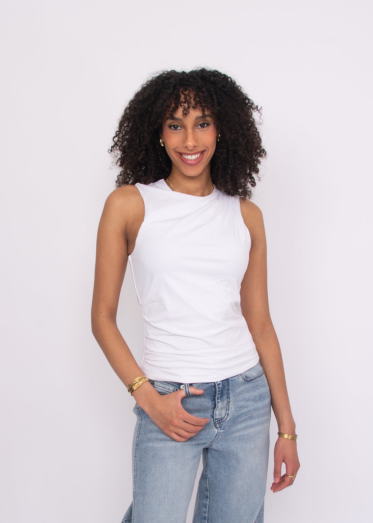 RURI - Sleeveless Draped Top