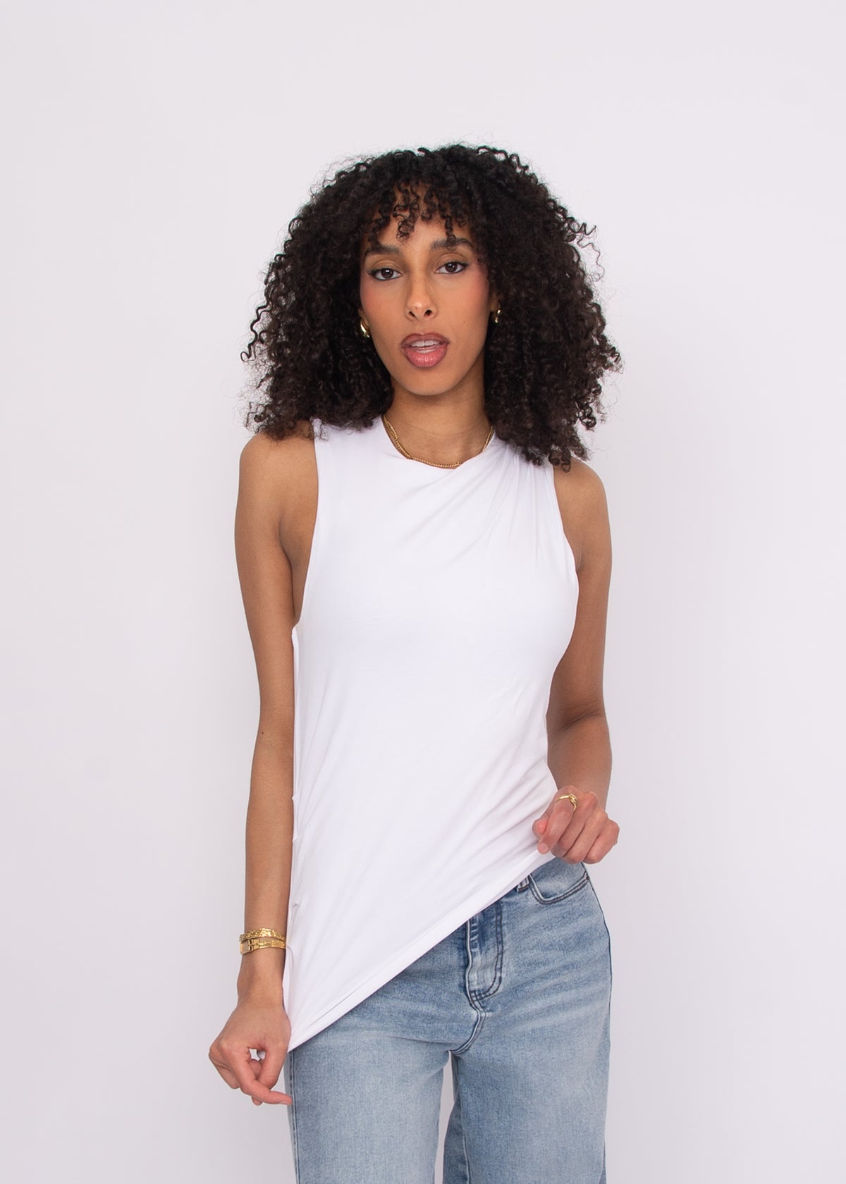 RURI - Sleeveless Draped Top