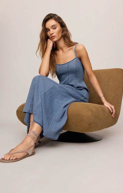 LEONORA DENIM MIDI DRESS