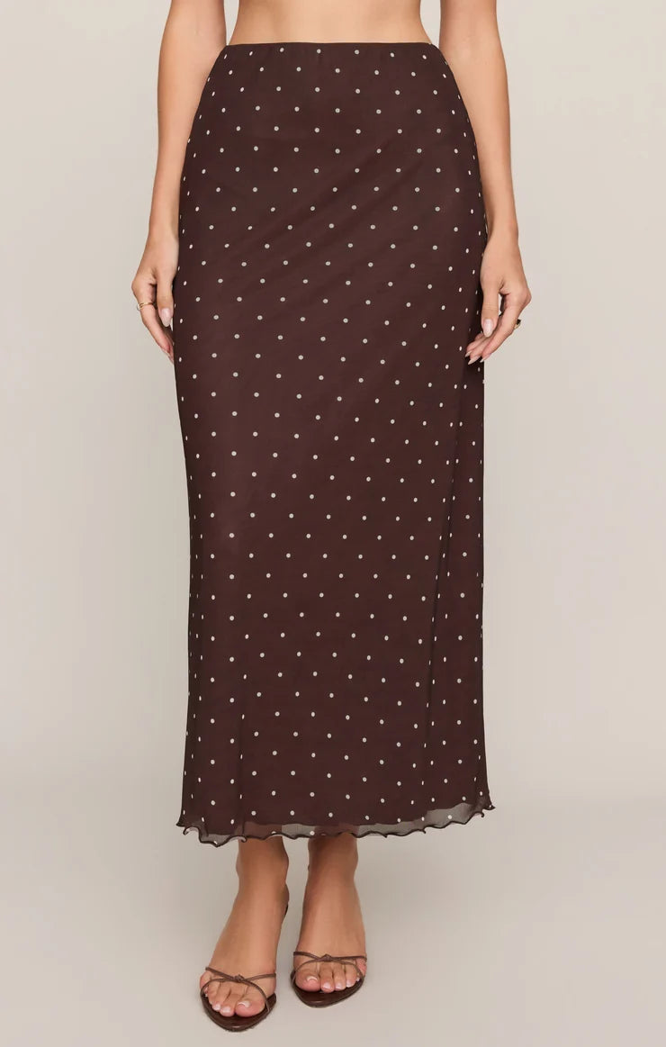 EDA POLKA DOT MESH MIDI SKIRT