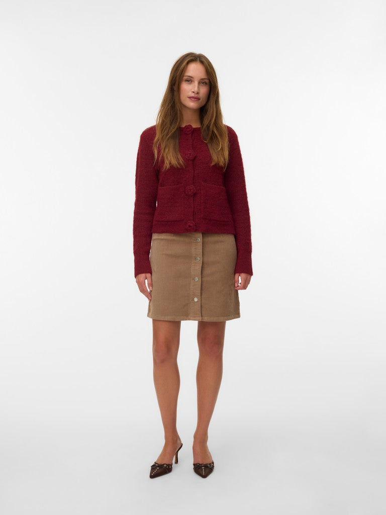 ETTA CORD SKATER SKIRT IN SLIVER MINK