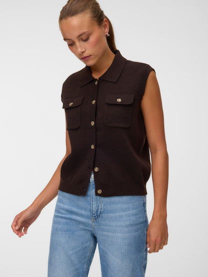 BRISA POLO VEST IN CHOCOLATE