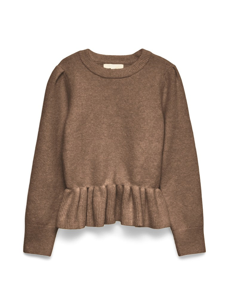 MODENA PEPLUM PULLOVER IN FOSSIL