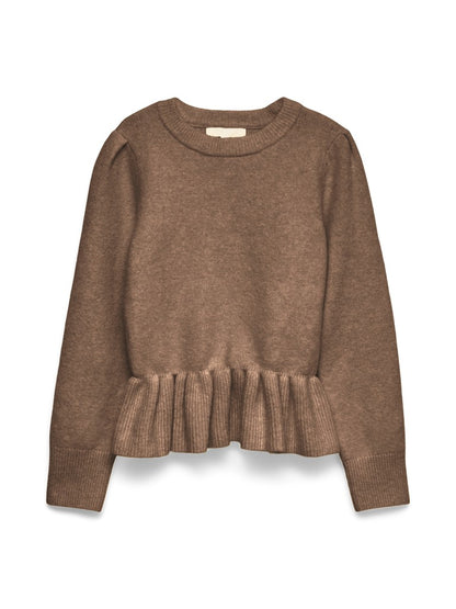 MODENA PEPLUM PULLOVER IN FOSSIL