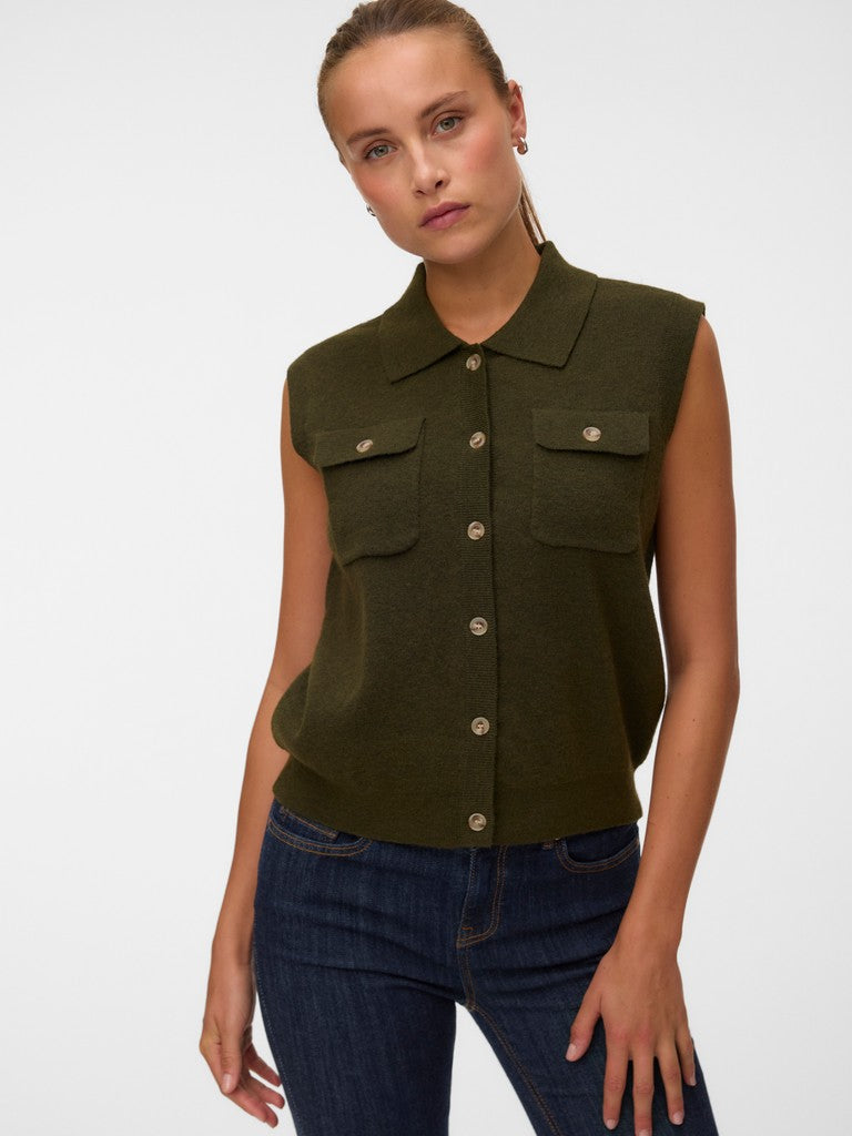 BRISA POLO VEST IN FOREST NIGHT