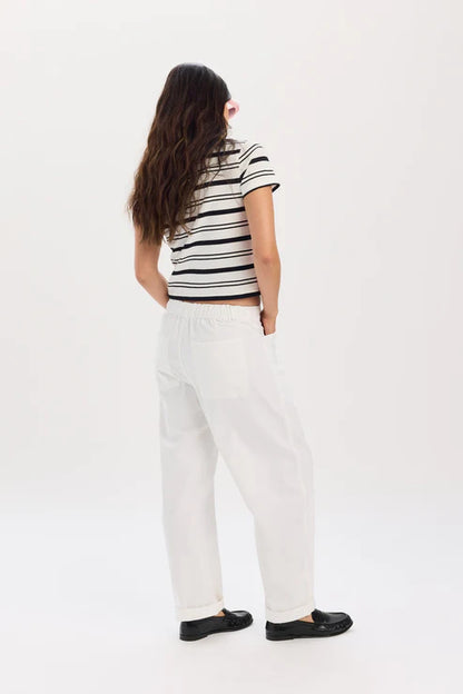 VILLA DRAWSTRING BARREL LEG PANT IN LAMB