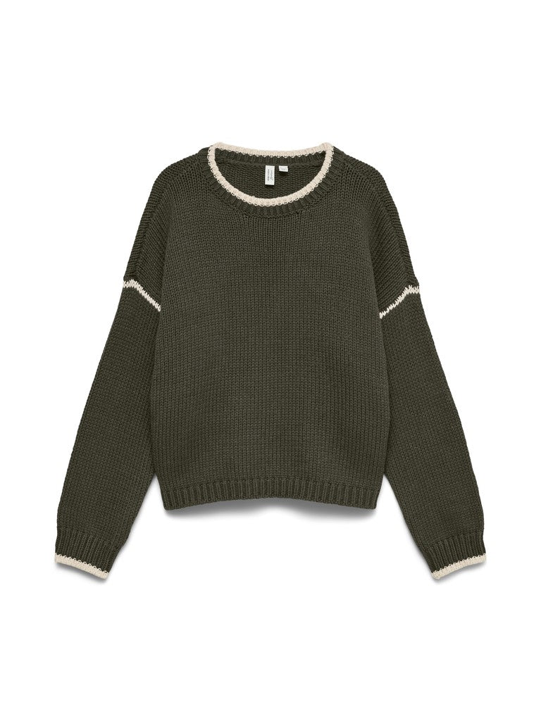 MARGOT O-NECK STITCH PULLOVER IN FOREST NIGHT