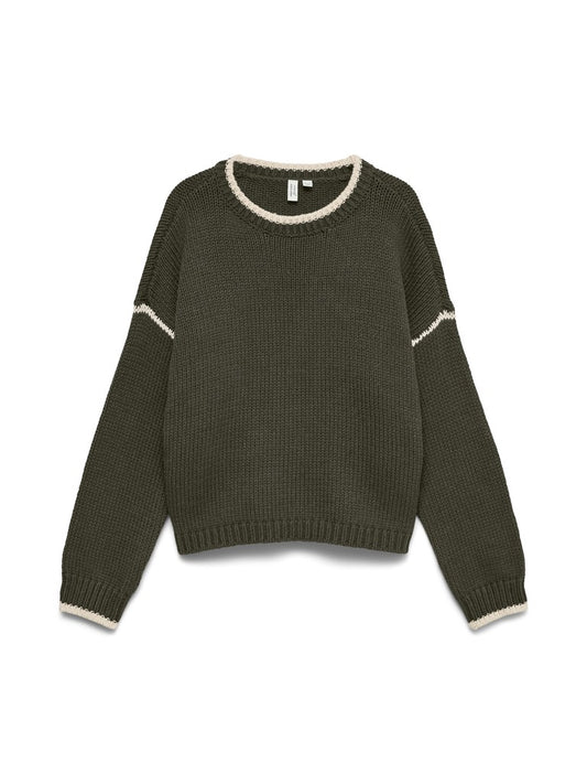 MARGOT O-NECK STITCH PULLOVER IN FOREST NIGHT