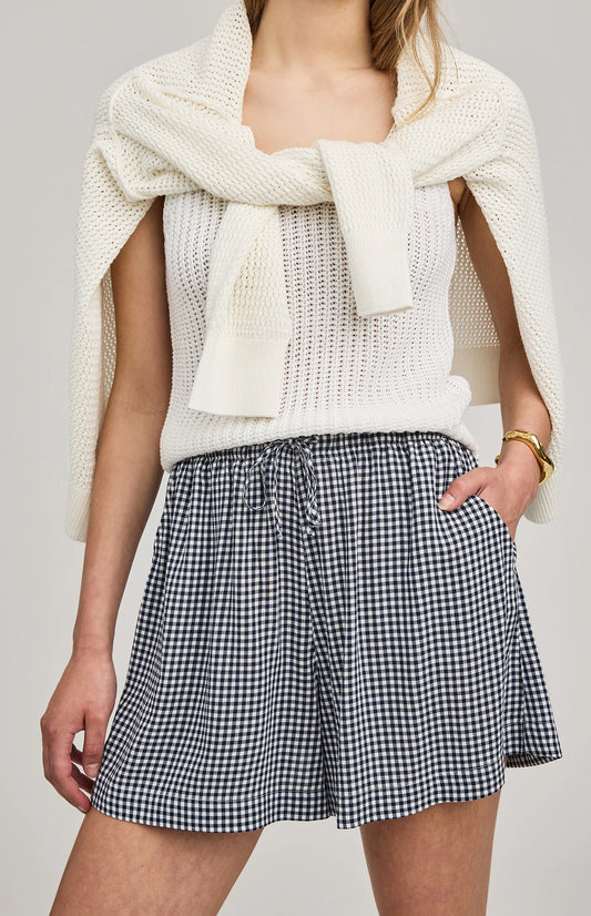 QUINN SHORT IN NAVY GINGHAM