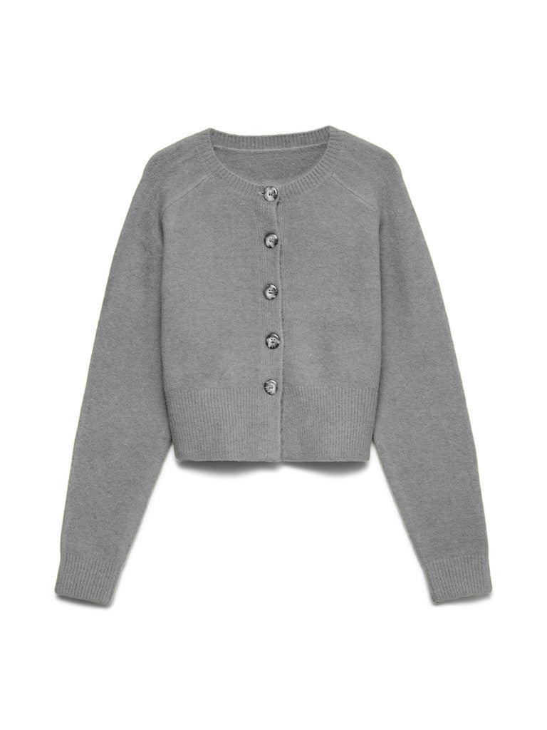 SIF O-NECK CARDIGAN IN GREY MELANGE