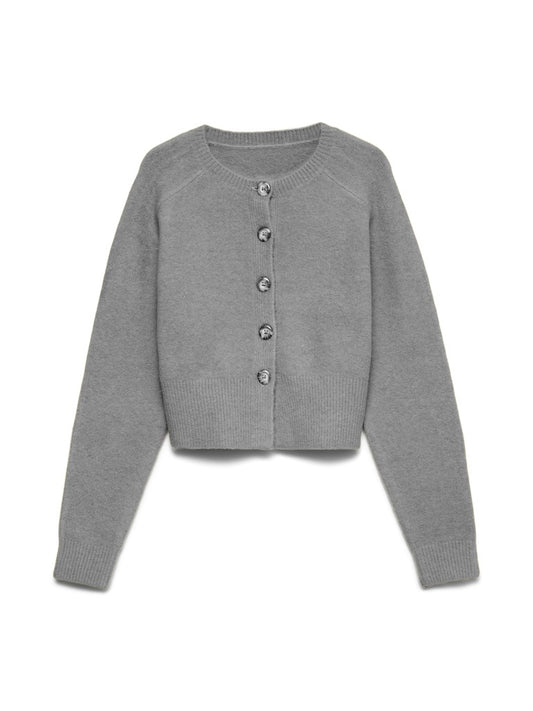 SIF O-NECK CARDIGAN IN GREY MELANGE