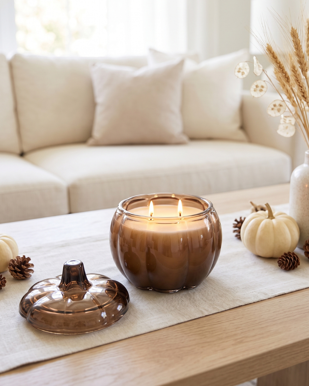 Glass Pumpkin 2 Wick Soy Candle | Pumpkin Spice Cake