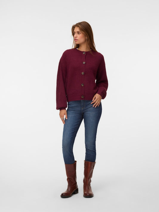 LEA O-NECK CARDIGAN IN WINDSOR WINE