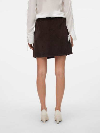 ETTA CORD SKATER SKIRT IN CHOCOLATE TORTE