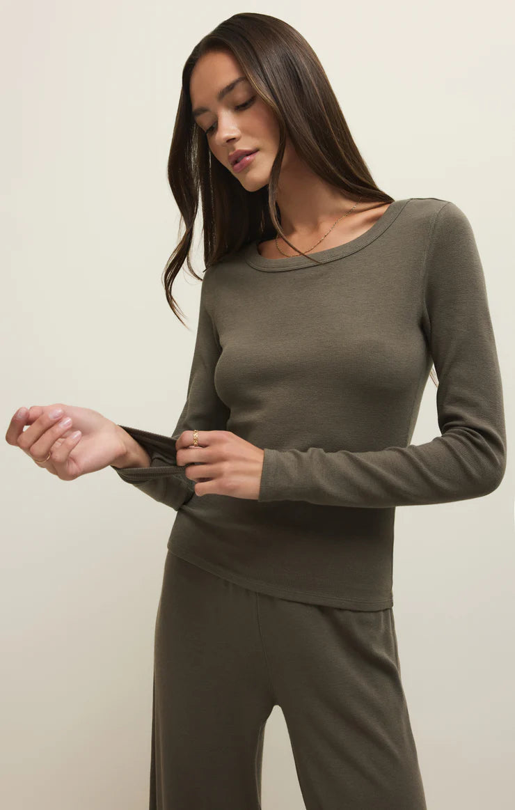 RENAE - Slub Rib long Sleeve Top