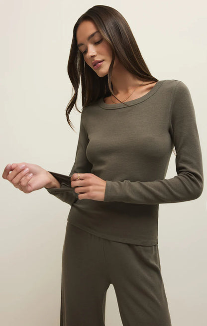 RENAE - Slub Rib long Sleeve Top