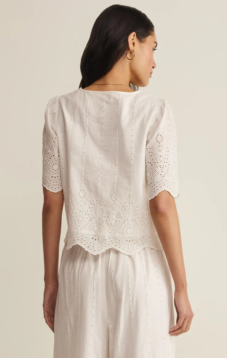 OCEANSIDE EMBROIDERED TOP