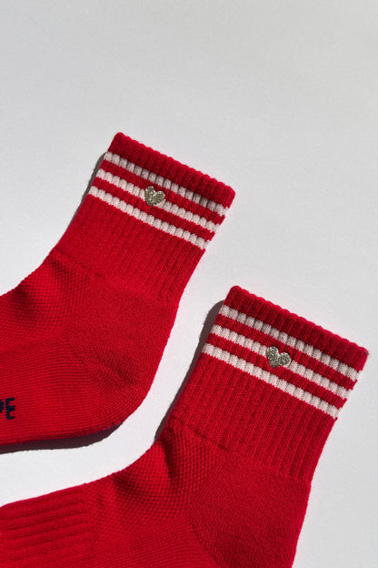 Embroidered Girlfriend socks: Scarlet + Heart
