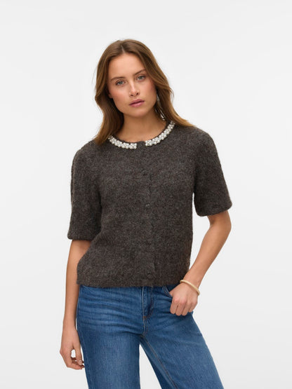 OCEAN 2/4 O-NECK JEWELLERY CARDIGAN