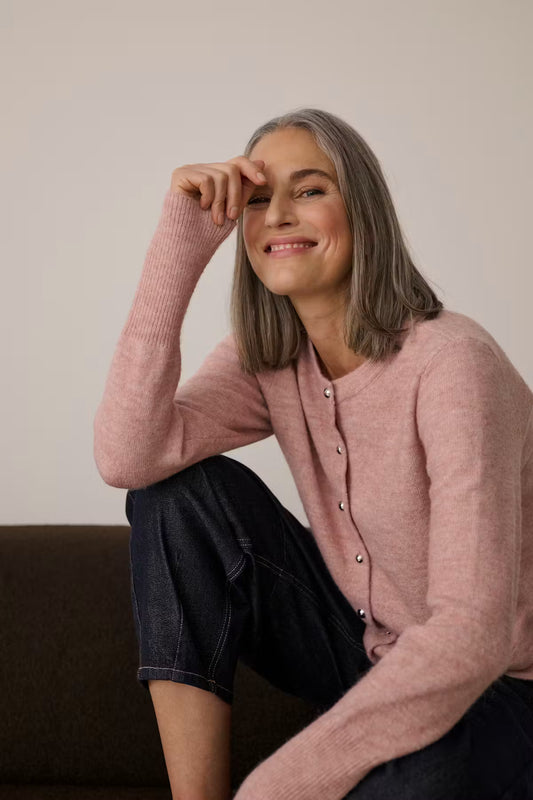 ANIEL KNIT CARDIGAN IN PALE MAUVE
