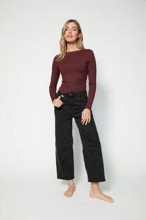 BRIVA - Ribbed Boatneck Front & Low Back