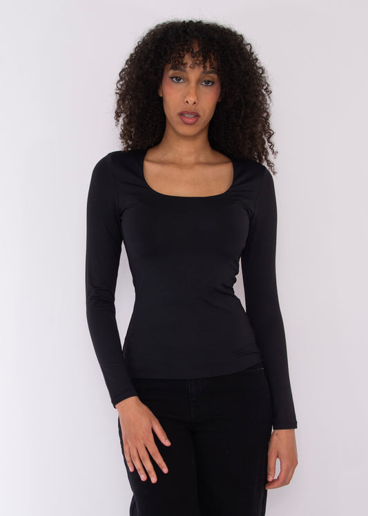 MARIANA LS Scoop Neck Top - Black