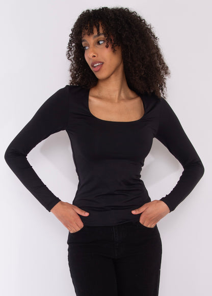 MARIANA LS Scoop Neck Top - Black