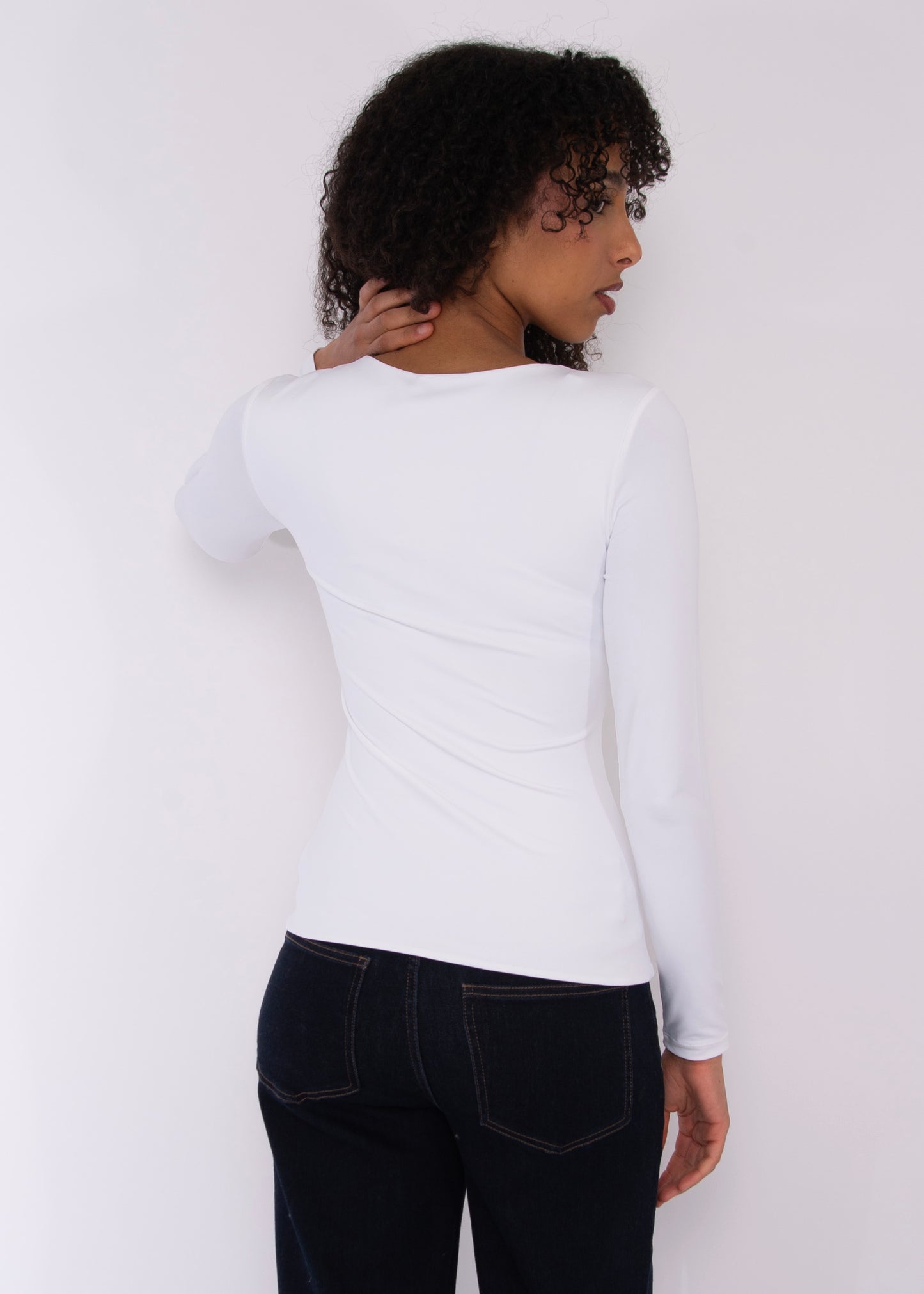MARIANA LS Scoop Neck Top - White