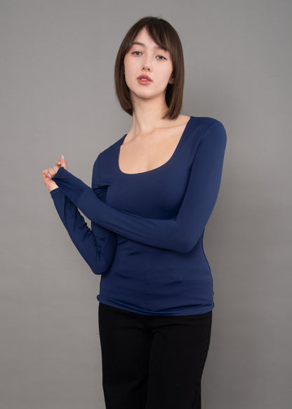 MARIANA LS Scoop Neck - Navy