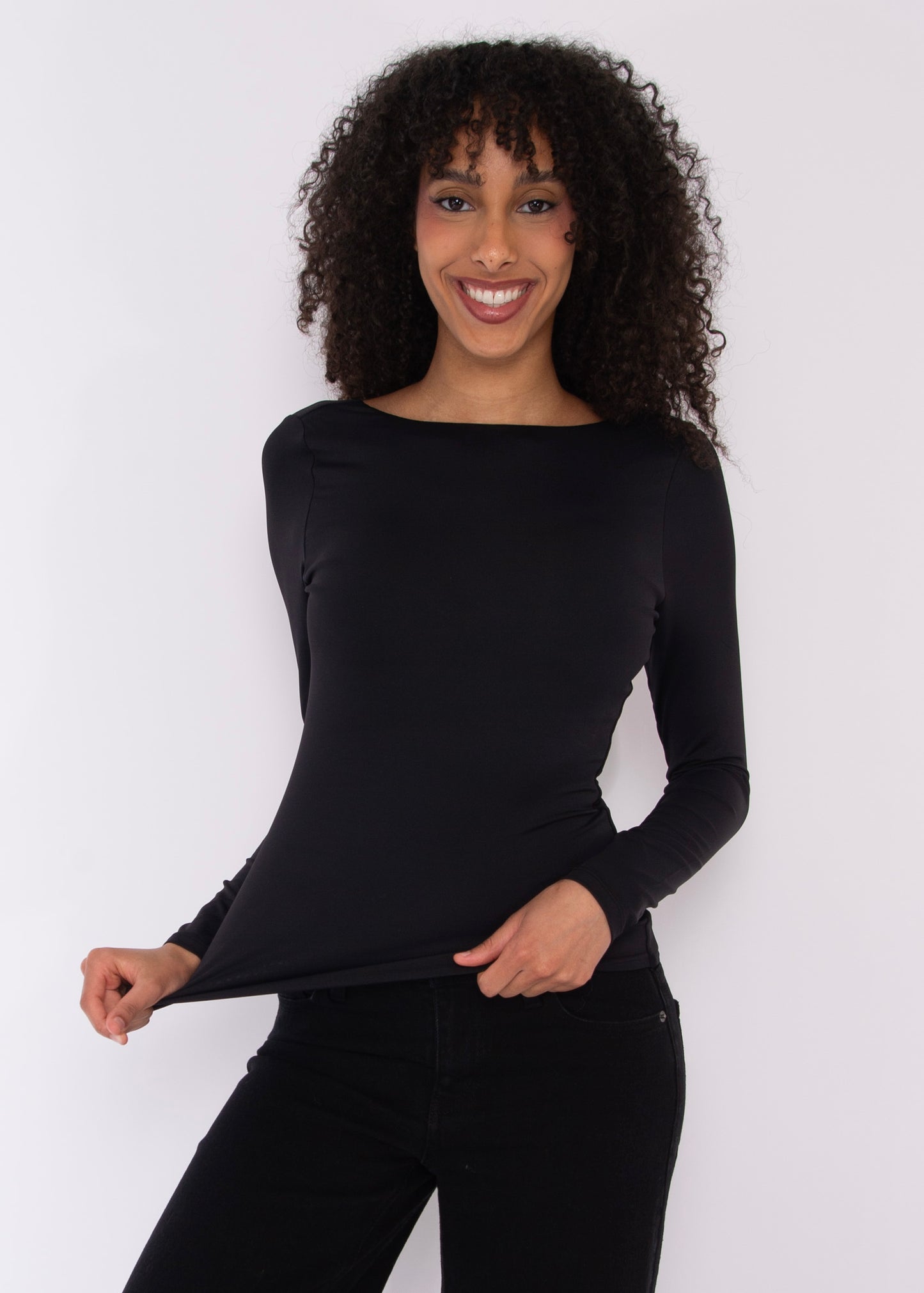 BRIDA LS Back Scoop Top - Black
