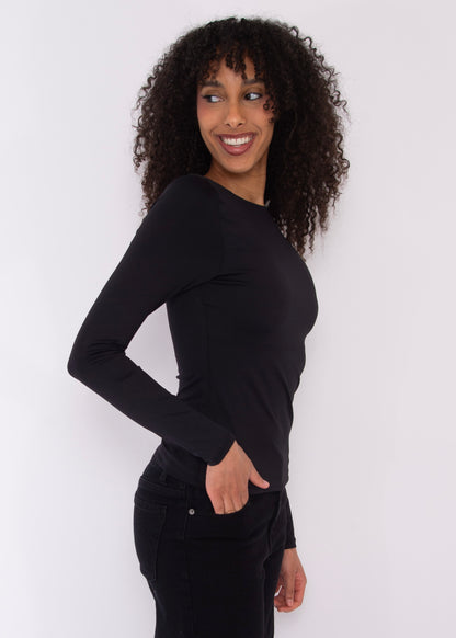 BRIDA LS Back Scoop Top - Black