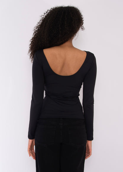 BRIDA LS Back Scoop Top - Black