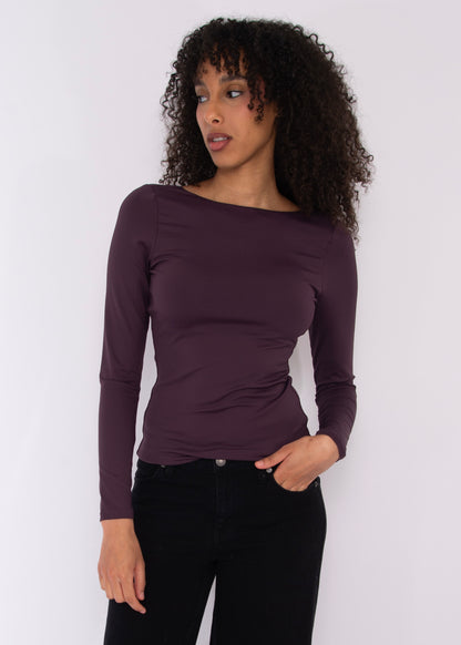 BRIDA LS Back Scoop Top - Plum