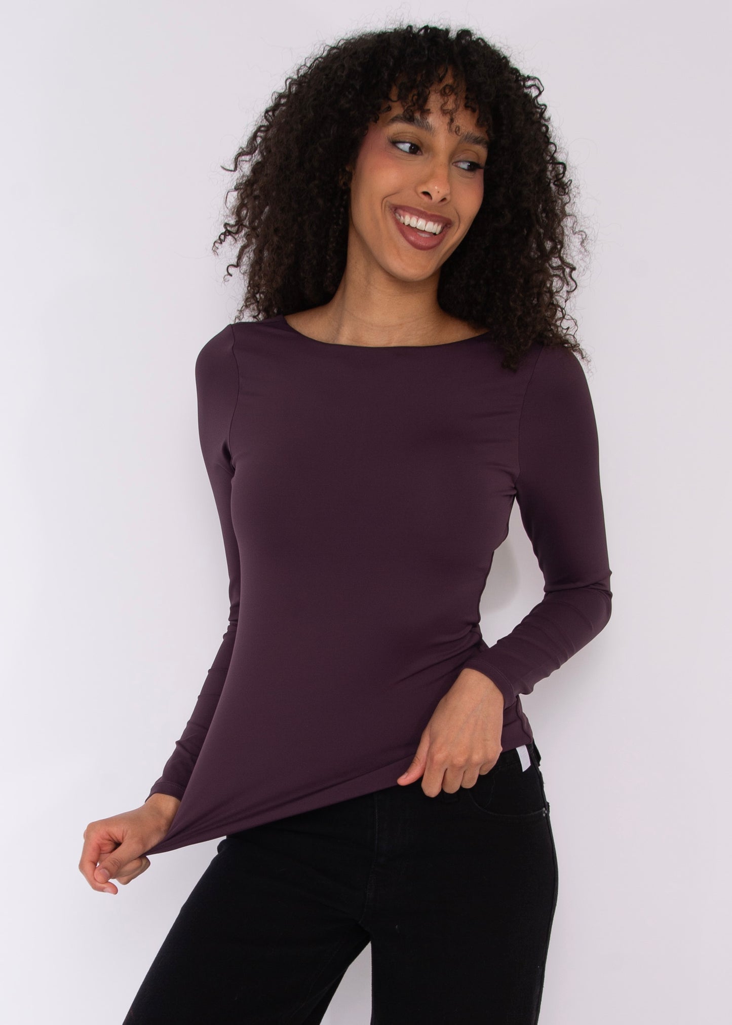 BRIDA LS Back Scoop Top - Plum