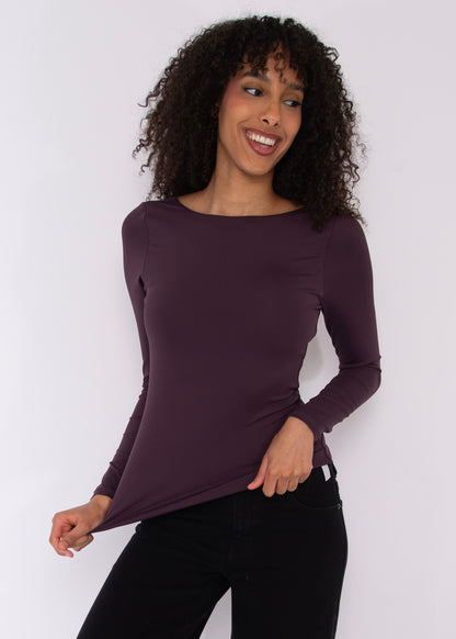 BRIDA LS Back Scoop Top - Plum