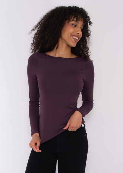 BRIDA LS Back Scoop Top - Plum