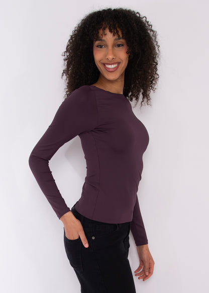BRIDA LS Back Scoop Top - Plum