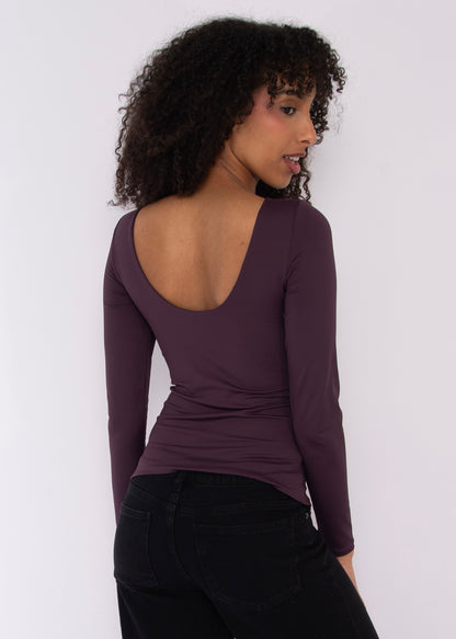 BRIDA LS Back Scoop Top - Plum
