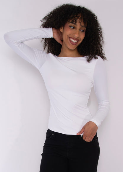 BRIDA LS Back Scoop Top - White