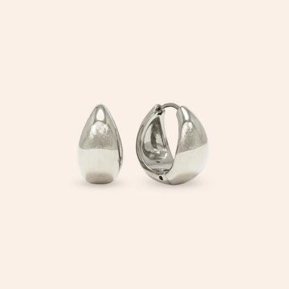OVAL PUFF HOOP EARRINGS - SILVER